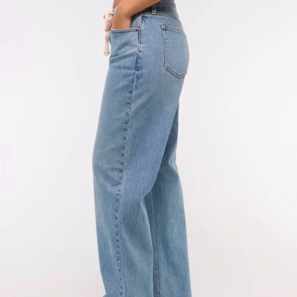 Abercrombie & Fitch Curve Love Low Rise Baggy Jeans Womens 34 Regular NWT - Picture 4 of 10